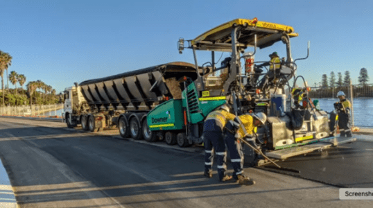 Figure - Asphalt application in road in Fremantle, Western Australia.