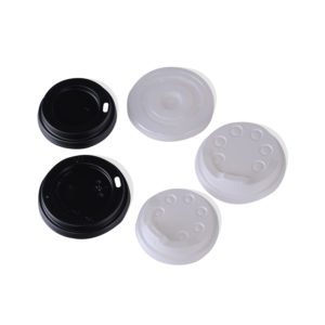 Disposable Paper Cups - PS Plastic Coffee Lid White / Black